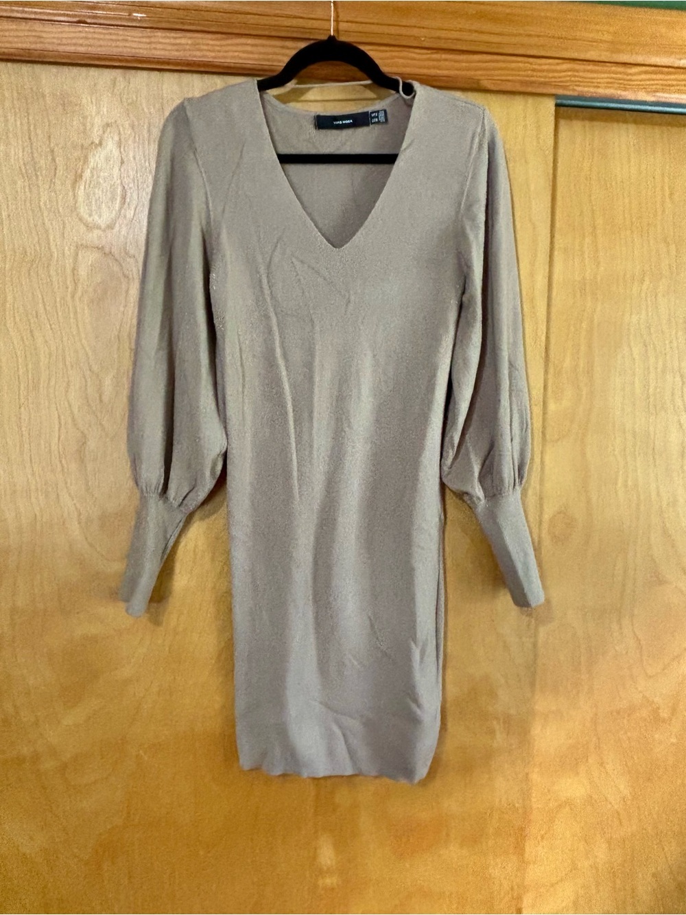 Baltic Born Taupe V-Neck Long Sleeve Knit Dress